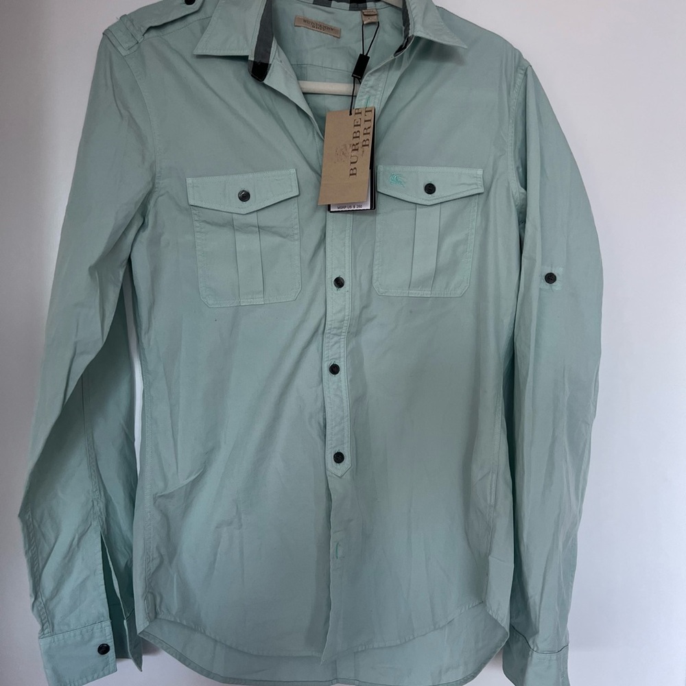 Burberry Men's Mint Green Shirt Jacket